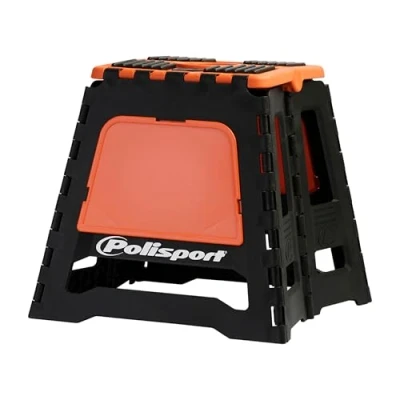 Image de Polisport 8981500002 Chevalet Pliant en polypropylène et Caoutchouc, léger Facile à Transporter avec Le Logo Peint Relief. Conception de Couleur Orange