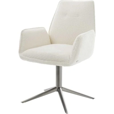 Image de chaise pivotante Zoa Flex bouclé blanc pied de 4 branches grafiete pivotement sur 360 fonction bascule ressorts ensachés