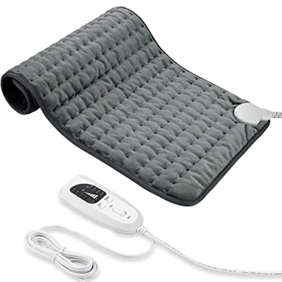 Image de Coussin Chauffant, Chauffant éLectrique Avec ArrêT Automatique et à 6 Niveaux de TempéRature Lavable en Machine.(Gris Foncé, 30x60cm)