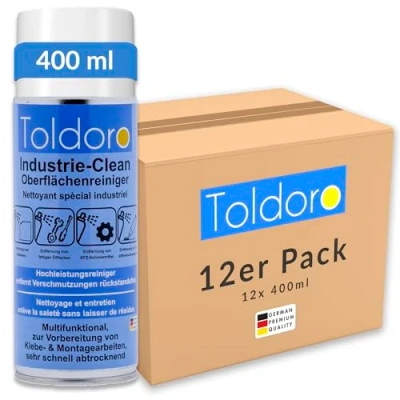Image de Toldoro nettoyant industriel, dissolvant d&#039;étiquettes, pour machine, de résidus colle, spray dégraissant (12 x 400 ml)