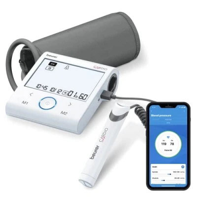 Image de Beurer BM 96 Cardio Tensiomètre avec fonction ECG, mesure de la tension artérielle et du pouls au bras, pour détection fibrillation auriculaire (AFib)
