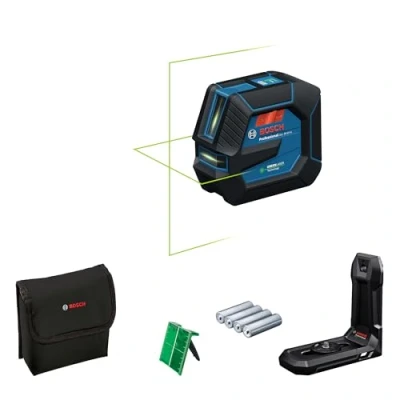 Image de Bosch Professional laser lignes GLL 20 22 G (support de fixation LB 10, vert, pour utilisation en intérieur, alimentation dual power, 2 piles 1,5V LR6, housse protection)