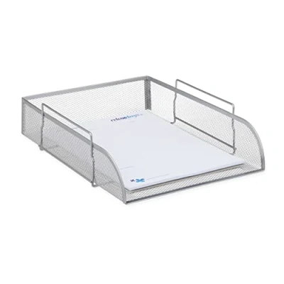Image de Relaxdays Corbeille à Courrier maille métal bac documents empilable trieur de bureau A4 lxP: 26x33,5 cm, argent