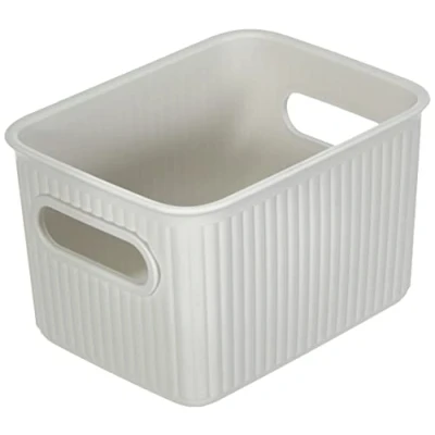 Image de TATAY Panier de Rangement Rectangulaire Baobab, Capacité 1.5 L, Polypropylène, Sans BPA, Blanc Pergame. Mesure 12,5 x 16,4 10 cm