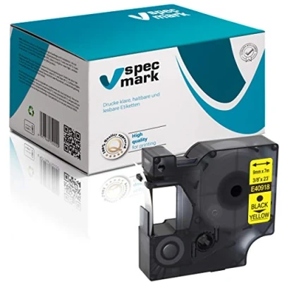 Image de specmark S0720730 Ruban encreur 9 mm x 7 m Noir sur jaune
