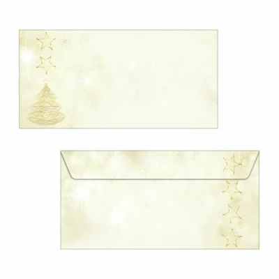 Image de SIGEL DU083 Enveloppes motif arbre de Noël or, format DL (11 x 22 cm), 50 pièces