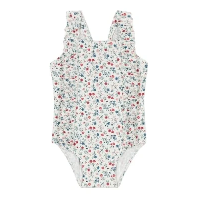 Image de Petit Bateau A0CU9 Maillot De Bain 1 Pièce, Blanc/Multico, 18 Mois Bébé_Fille
