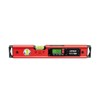 Image de PRO900 Niveau Electronique 40cm avec 2 écrans LCD et pochette à bulle numérique mémoire de mesure jusqu&#039;à 19 résultats Indice protection IP65 Couleur Rouge