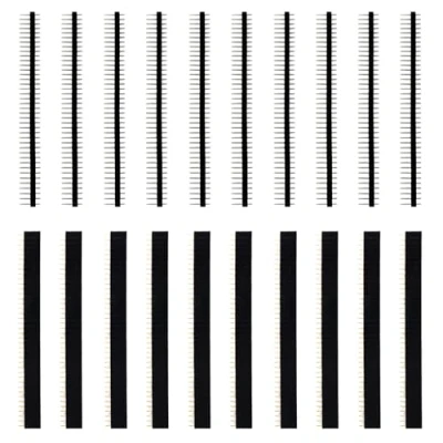 Image de 20 Pièces 40 Broches Connecteur Mâle et Femelle,2,54 mm Breakaway PCB Board Unique Rangée Pin Headers,Panneau Perforé,Mâle Femelle Header Broche pour Blindage Arduino