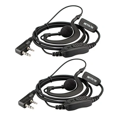 Image de Retevis Talkie Walkie Écouteur, Forme C Casque à Crochet d&#039;oreille, Oreillette Compatible avec BaoFeng JUCJET Kenwood RT24 RT27 RT668 RT619 Convient pour la Sécurité, Les Concours etc(2 Pcs)