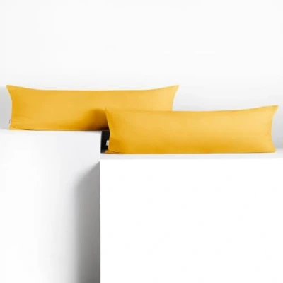 Image de DecoKing 2 taies d&#039;oreiller 20 x 145 cm Jersey Coton Fermeture éclair Jaune Ambre