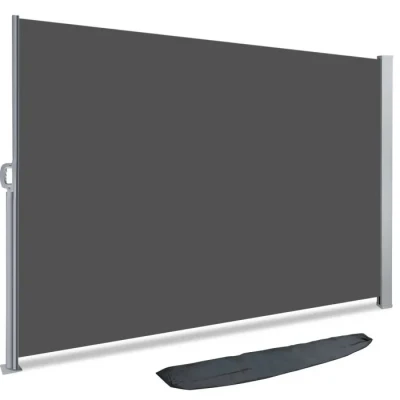 Image de VOUNOT Paravent extérieur avec Housse de Protection 160x300cm Auvent Rétractable Brise Vue pour Jardin, Balcon, terrasse Store latéral Vertical Gris