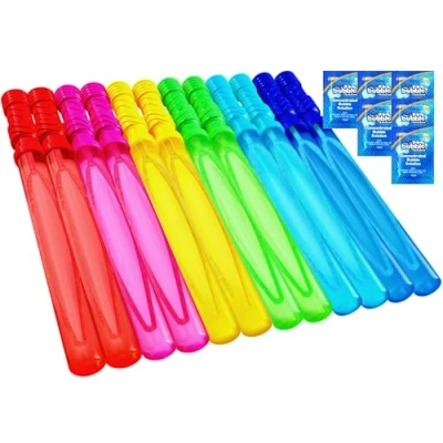 Image de JOYIN 12 Flacons de Bulles Savon 35cm Assortiments Baguette à avec Pack ML Solution Bulle Concentrée Recharge Paquet Super Valeur Bonbonnière