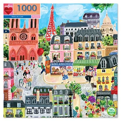 Image de eeBoo Paris in a Day rectangulaire pour Adulte, Redécouvrez Travers 1000 pièces Puzzle Dimension 61 x 46 cm, PZTPD2
