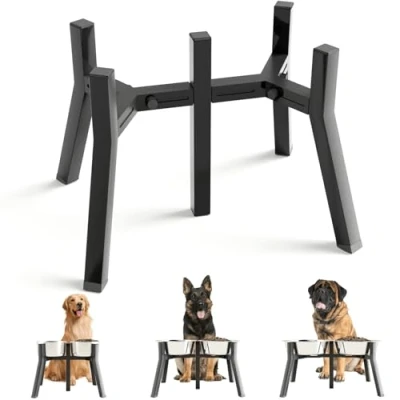 Image de ADENGL Support de gamelle pour chiens taille moyenne et grande taille, gamelles surélevées, largeur réglable 18 à 27 cm large, surélevée nourriture