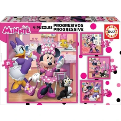 Image de Educa Minnie et The Happy Helpers, 4 Puzzles Enfant Progressifs, +3 Ans (17630)