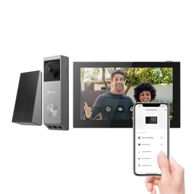 Image de EZVIZ EP3x Sonnette sans Fil avec SD7, 2K vidéo Doorbell Double Objectif, détection de Personnes/Paquet, Vision Nocturne en Couleur, changeur Voix, 32 Go eMMC intégré
