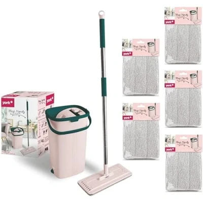 Image de York Lot de 5 serpillères Rechange pour téléphone Portable avec Seau Nettoyage à Deux Chambres et Fonction essorage Compatible Tous Les sols