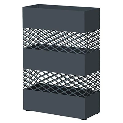 Image de SONGMICS Porte Parapluies Métallique, Support pour Parapluies, 28 x 12 41 cm, Rectangulaire, avec Réceptacle d’Eau, Motifs Ajourés, Gris Anthracite LUC02AG