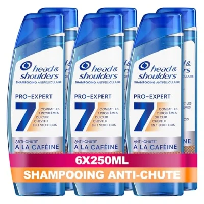 Image de Head &amp; Shoulders Pro Expert 7 Shampoing Antipelliculaire Anti chute À La Caféine 6x250ml, Combat Problèmes Du Cuir Chevelu, Protection Complète, Améliore Pousse Des Cheveux, Cliniquement Prouvé
