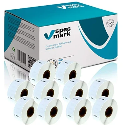 Image de specmark Bobine d’étiquettes Compatible avec DYMO LW imprimantes 450 400 330 320 310 4XL Duo Turbo Twin et Seiko SLP 11355 (19mm x 51mm) F 10 rouleaux