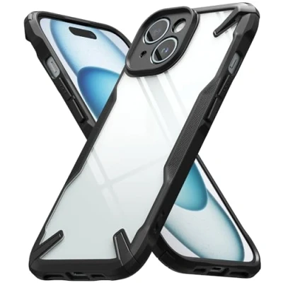 Image de Ringke Compatible avec Coque iPhone 15 [Fusion X] Antichoc Transparente Protection [Militaire Défense] Résistant aux Rayures Polycarbonate Solide Rigide TPU Bumper Black