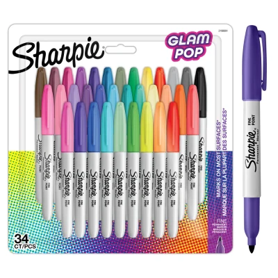 Image de Marqueur permanent Sharpie Fine Glam Pop 34pc