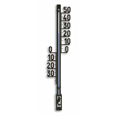Image de TFA Dostmann Thermomètre analogique d&#039;extérieur, 12.6003.01.90, résistant aux intempéries, de Jardin, véranda, Balcon, terrasse, avec matériel Fixation, Noir