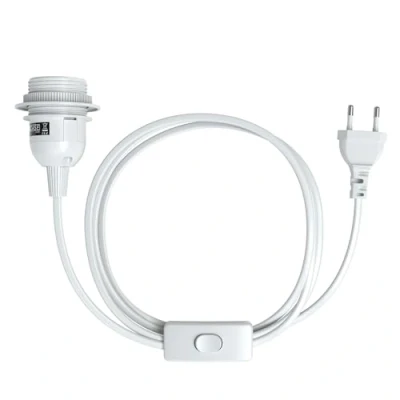 Image de EAZY CASE Douille de lampe E27 avec câble 3,5 m, interrupteur, anneau à vis pour abat jour et prise d&#039;alimentation Suspension idéale suspensions, lampes DIY, blanc