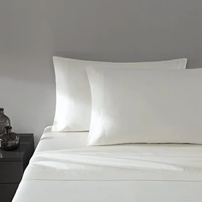 Image de Vera Wang Parure de lit Queen Size en Coton satiné, 800 Fils, décoration d&#039;intérieur Douce et Lisse (Ivoire, Grand lit)
