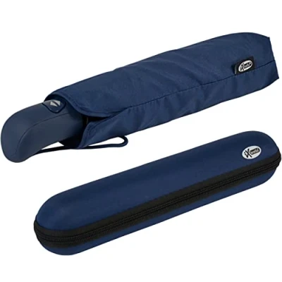 Image de iX brella First Class Parapluie avec étui Grand stable résistant aux tempêtes, Bleu Insignia, 97 cm, de poche automatique