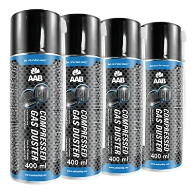 Image de 4 x AAB Bombe Air Sec 400ml, Bouteille Comprimé, Nettoyage des Ordinateurs, Dépoussiérant en Spray, Enlever la Poussière, Sans Odeur Aérosol, Computer Cleaner, Informatique Matériel