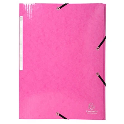 Image de Exacompta Réf. 55824E Carton de 25 chemises à élastiques Iderama pochettes 3 rabats Maxi Capacity en carte lustrée pelliculée 425 g/m2 dim 24 x 32 cm pour format A4 couleur rose