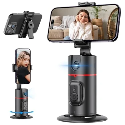 Image de Trépied à Suivi Automatique du Visage, de Visage 360 Support Téléphone Intelligent Selfie Stick avec Télécommande sans Fil pour Vidéo, Diffusion en Direct, Conférence
