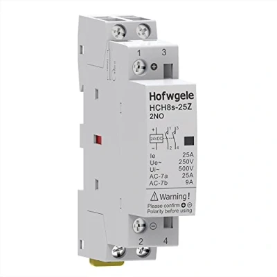 Image de Hofwgele HCH8s 25Z contacteur 2 pôles 24 V Bobine normalement ouverte (NO) 25 A IEC 250 AC VDC, charge du et d&#039;éclairage A, fonctionnement silencieux