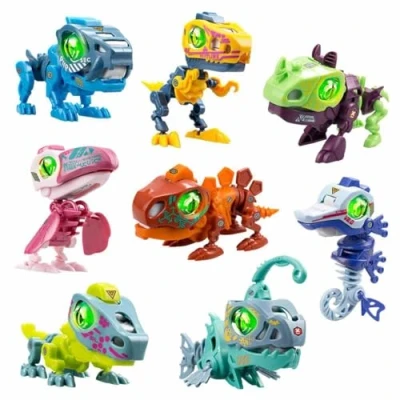 Image de Silverlit YCOO Robot Dinosaure Cyber Punk dans Son Oeuf Surprise à Construire Effets Sonores Et Lumineux LED 8 Biopods Différents Collectionner Piles incluses dès 5 ans