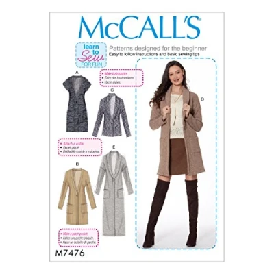 Image de McCall&#039;s Patterns Patrons de Veste et Gilet, Multicolore, Tailles Xsm Med p, 78 x 152 0.64 cm