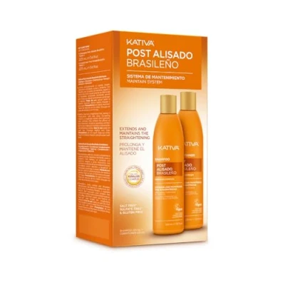 Image de shampooing et après Keratin Kit Kativa Post Alisado (2 uds)