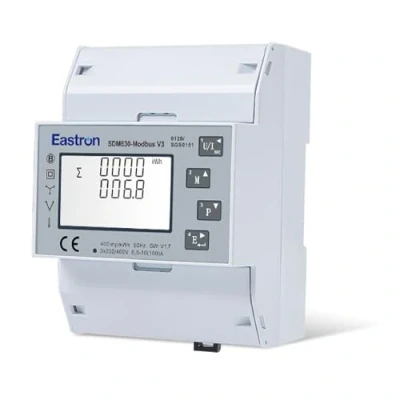 Image de Eastron SDM630Modbus V3 Compteur électrique numérique triphasé pour rail DIN Multifonctions Bidirectionnel avec 2 x S0, RS485 Modbus RTU