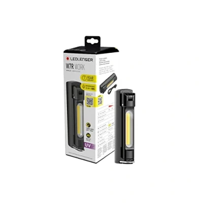 Image de Ledlenser W7R Lampe de travail pliable rotative UV LED portable avec aimant et crochet 500 lumens Outils d&#039;atelier d&#039;inspection à main USB