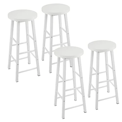 Image de WOLTU Lot de 4 Tabourets Bar Tabouret Bistrot Structure en Acier Stable et Durable Surface d&#039;assise MDF,Blanc BH130ws