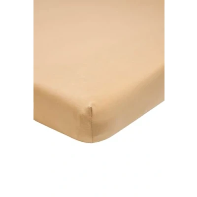 Image de Meyco Home Basic Jersey Drap de lit Simple (Drap qualité Doux, 100% Coton, Ajustement Parfait grâce à Un Cordon élastique sur Tout Le pourtour, Taille : 180 x 200 cm), Sable Chaud