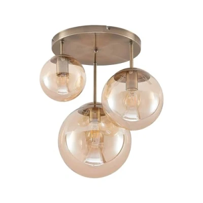Image de Lindby Plafonnier Teeja à intensité variable (Moderne) en Beige Verre e. a. pour Salon &amp; Salle manger (à 3 lampes, E27), Luminaire Plafonnier, Lampe Plafond, Eclerage Eclairage Interieur