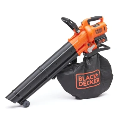 Image de BLACK+DECKER Aspirateur Souffleur Broyeur Sans Fil 36V, De Feuilles Mortes, Volume D&#039;aspiration 8,8 M3/min, Vitesse Soufflerie 270km/h, Livré Avec Batterie 36V 2,5 Ah, BCBLV3625L1 QW
