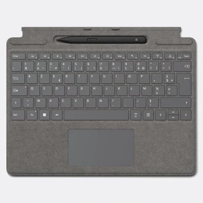 Image de Microsoft Surface clavier Signature Keyboard + Stylet Slim Pen 2, Platine, compatible Pro 8, 9 et X (Clavier AZERTY) (Reconditionné)