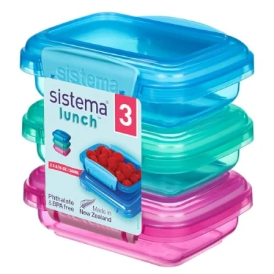 Image de Sistema Lunch Récipients de conservation alimentaire 200 ml Petits pots à goûter Plastique sans BPA Coloris assortis 3 pièces