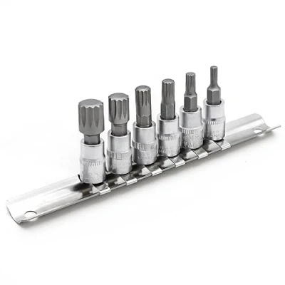 Image de DAKCOS XZN Jeu de douilles Denture multiple 1/4&quot; 6 Pièces M4 M12, en CR V, embout S2,