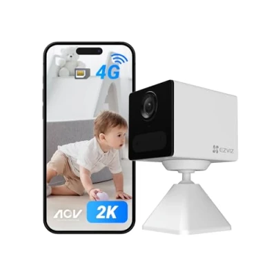 Image de EZVIZ 4G Caméra Surveillance intérieure sans Fil, 2K, Mode AOV, Détection de Personne, Carte SD jusqu&#039;à 512 Go (Non Incluse), Vidéo Time Lapse, Audio Bidirectionnel, Design compacte, CB2 Blanc