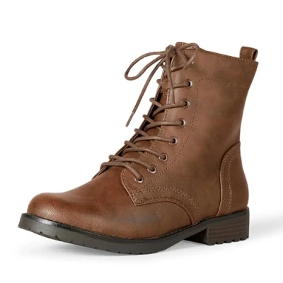 Image de Amazon Essentials Bottes Militaires à Lacets Femme, Cognac, 38 EU