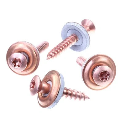Image de SECCARO Lot de 75 vis étanches 4,5 x 65 mm, cuivré, acier inoxydable A2, rondelle d&#039;étanchéité EPDM 15 TX/six pans creux